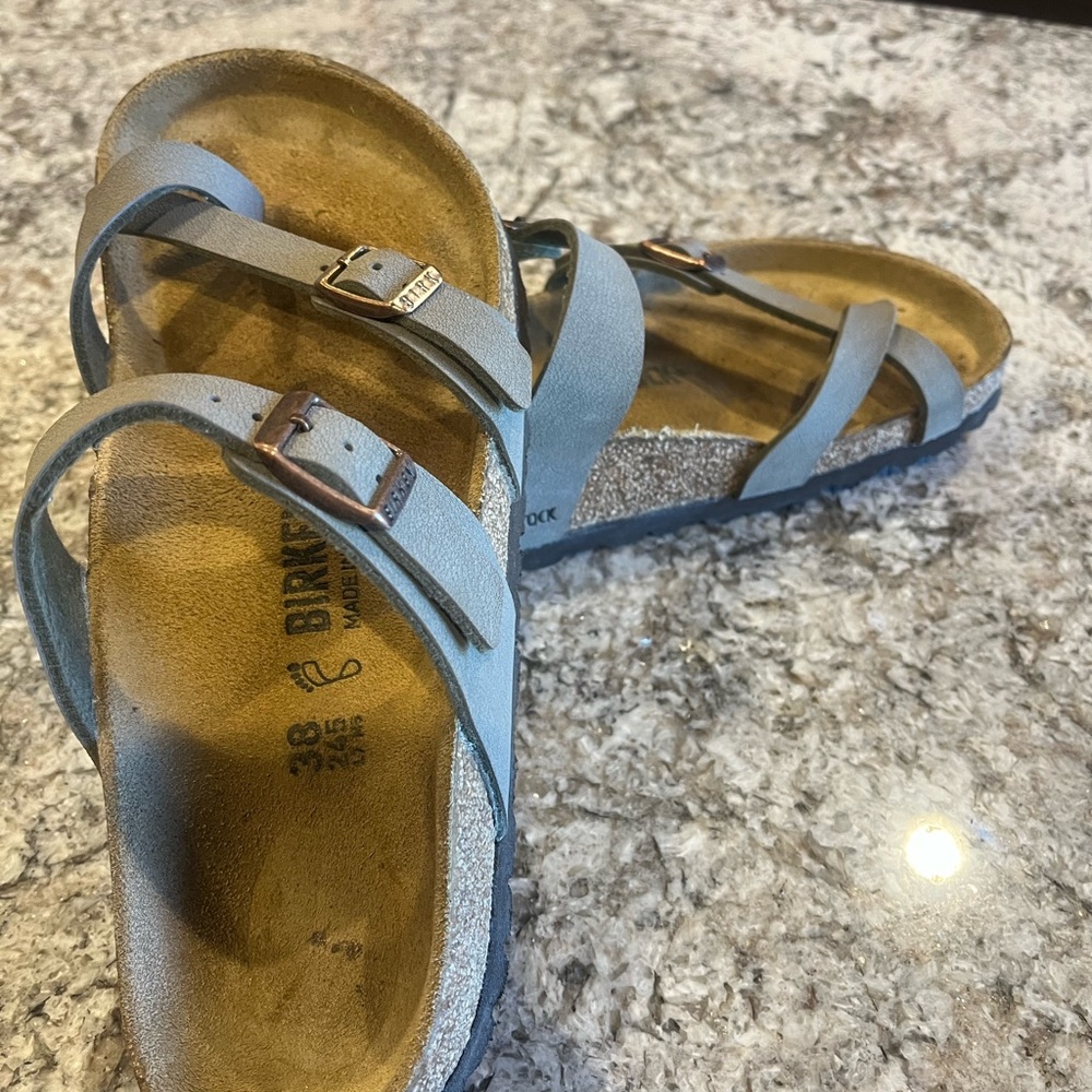 Birkenstock Grey Cross-Strap Sandals